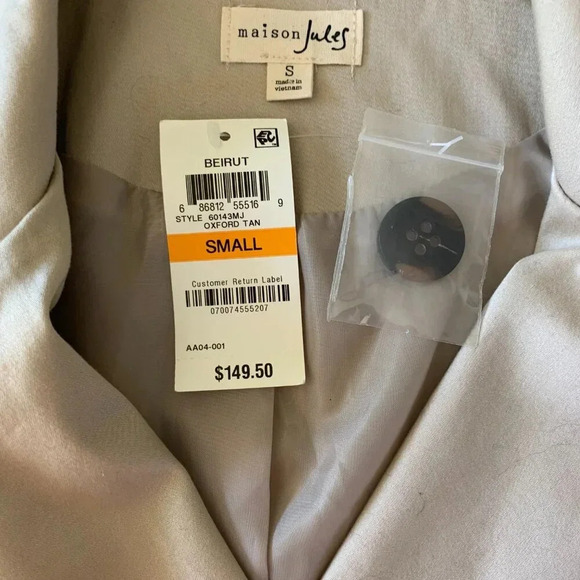 Maison Jules Oxford Preppy Pea Coat Small Double Breasted Peplum Trench jacket - Picture 3 of 10